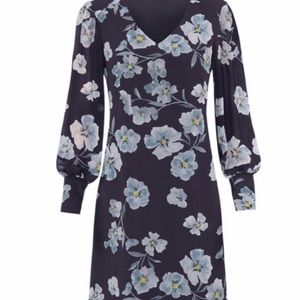 Cabi Sz Large Ellery Dress #4018 L Royal Floral Deep Purple